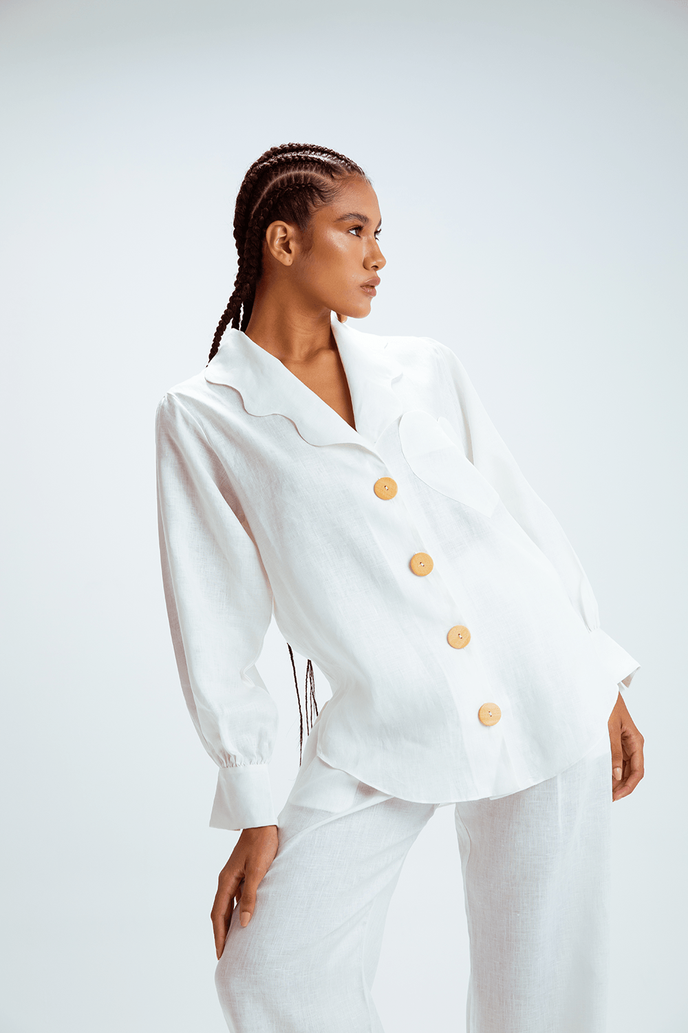 Camisa Linho Off-White Coração