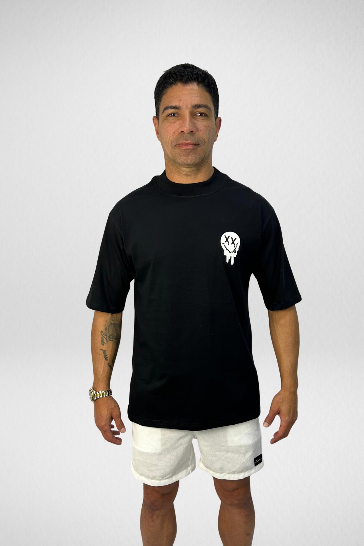 Camiseta Oversized 100% Algodão Ghosted Preto de Linho