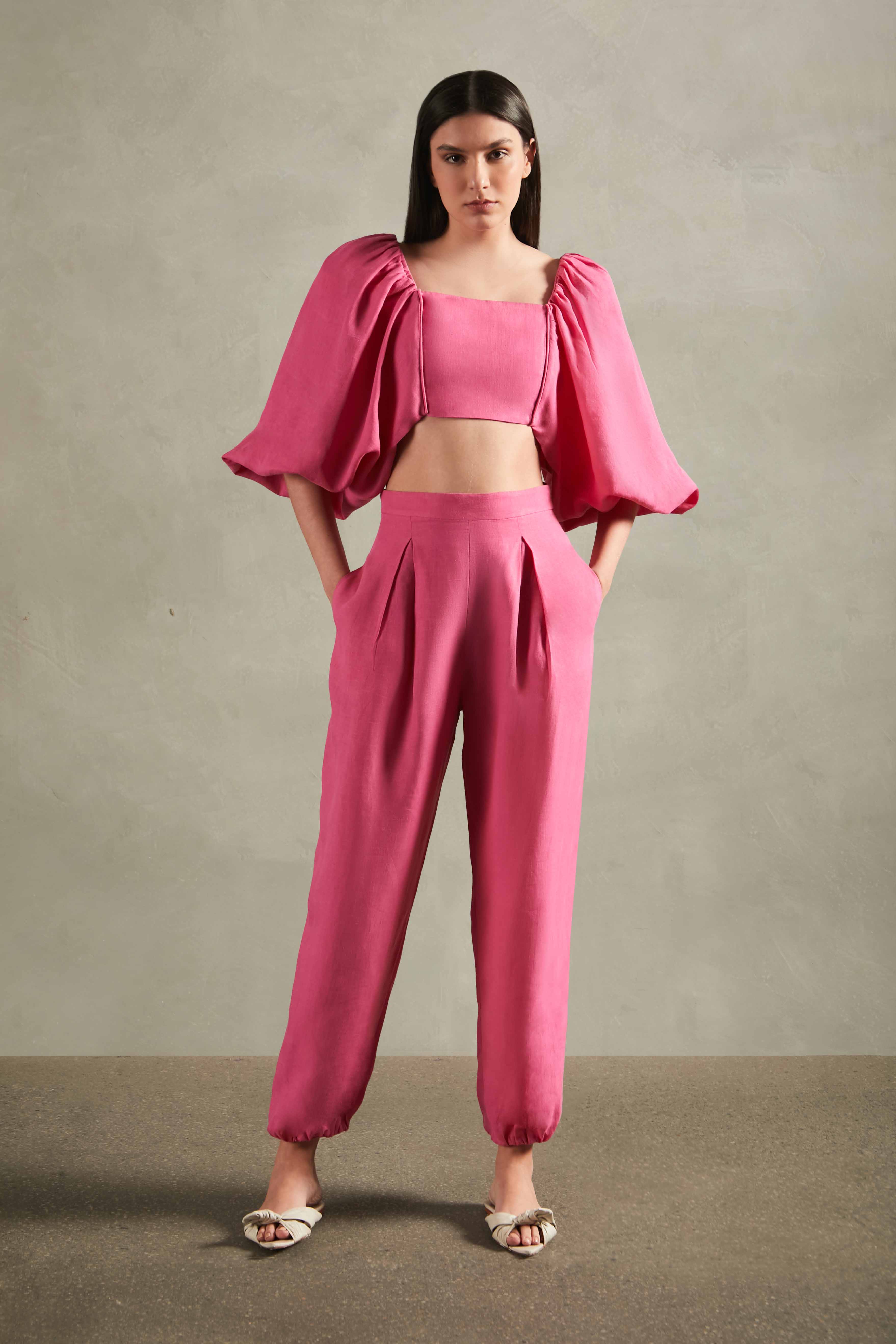 Blusa Maxi Mangas e Laço Lipstick de Linho