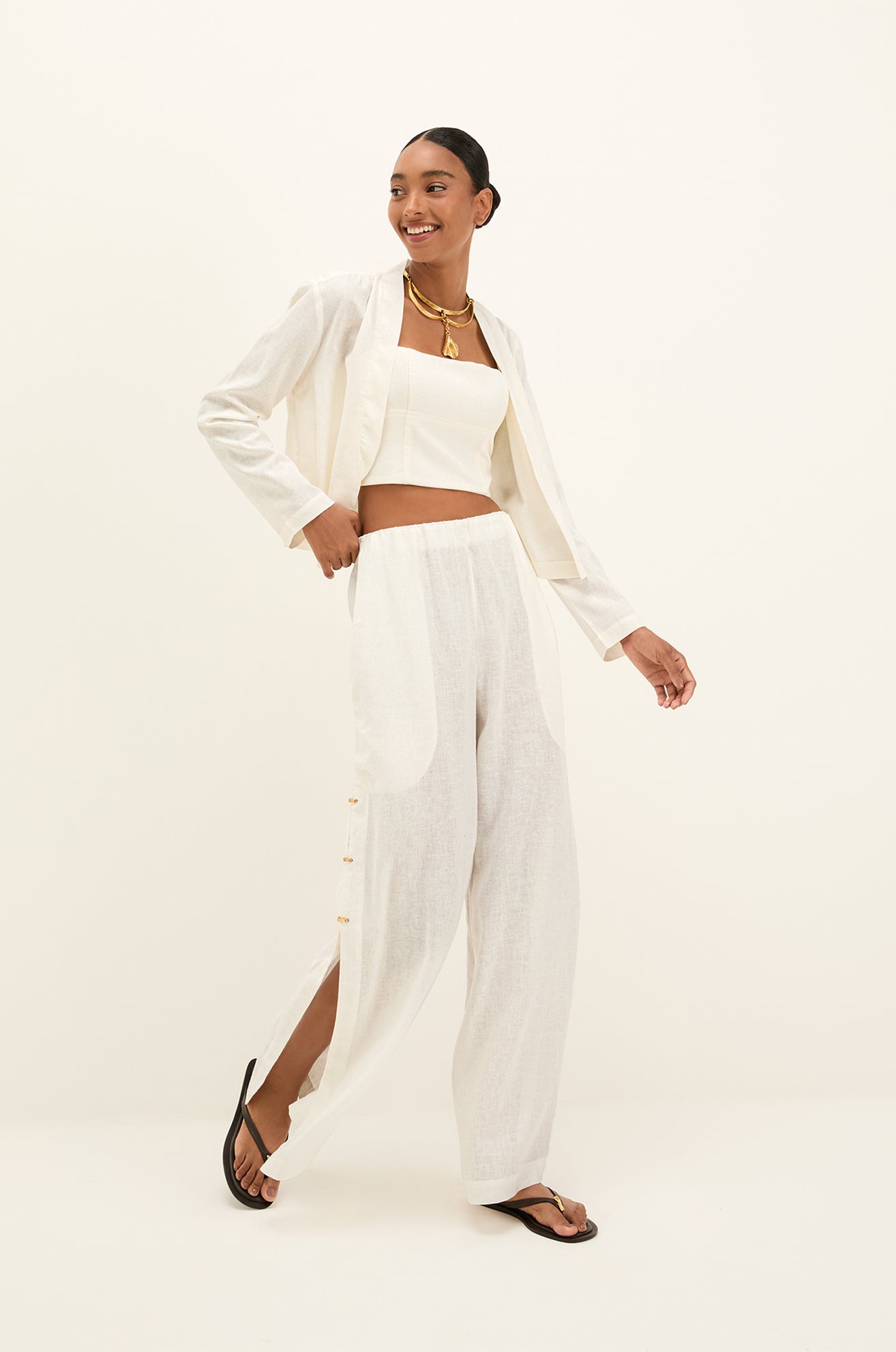 Casaco Ceci Off-White de Linho