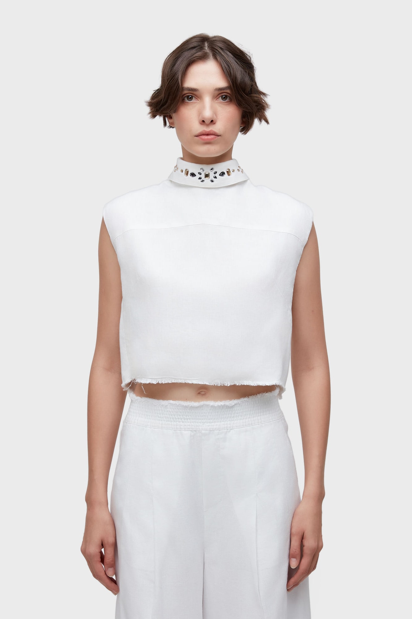 Blusa Sleeveless Linho Cristais