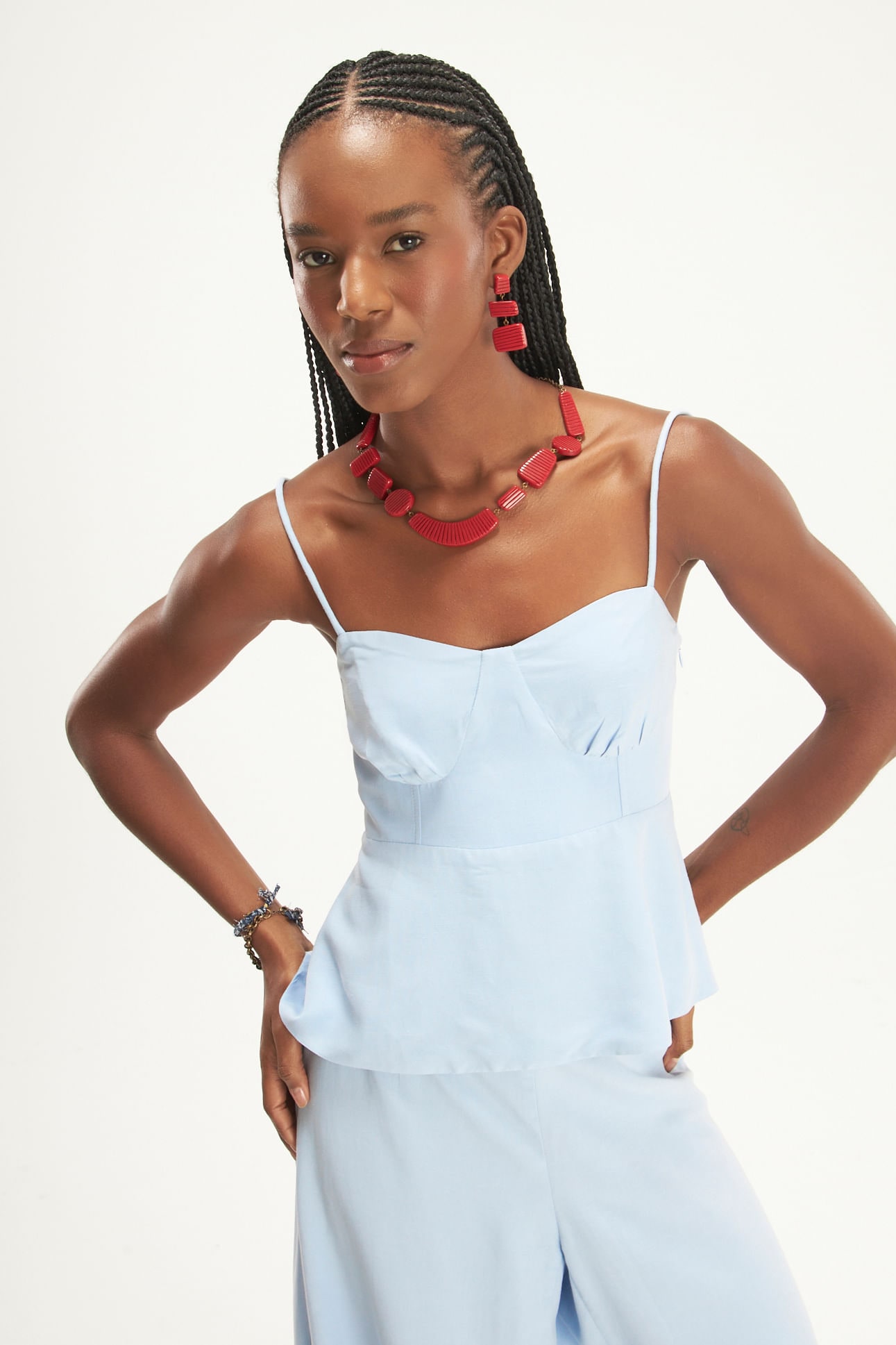 Blusa Alça Linho Mar
