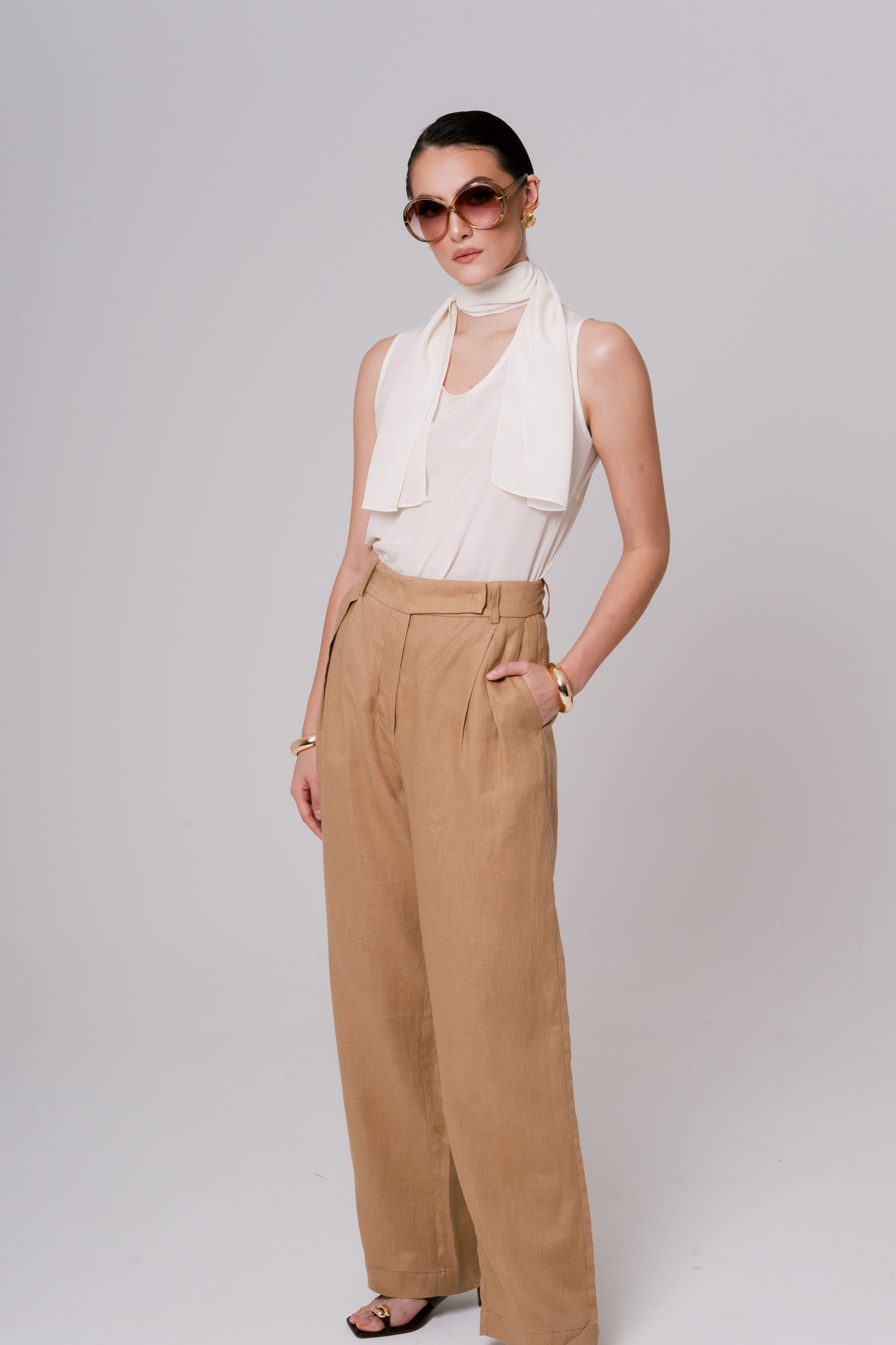 Calça Wide Leg 100% Linho