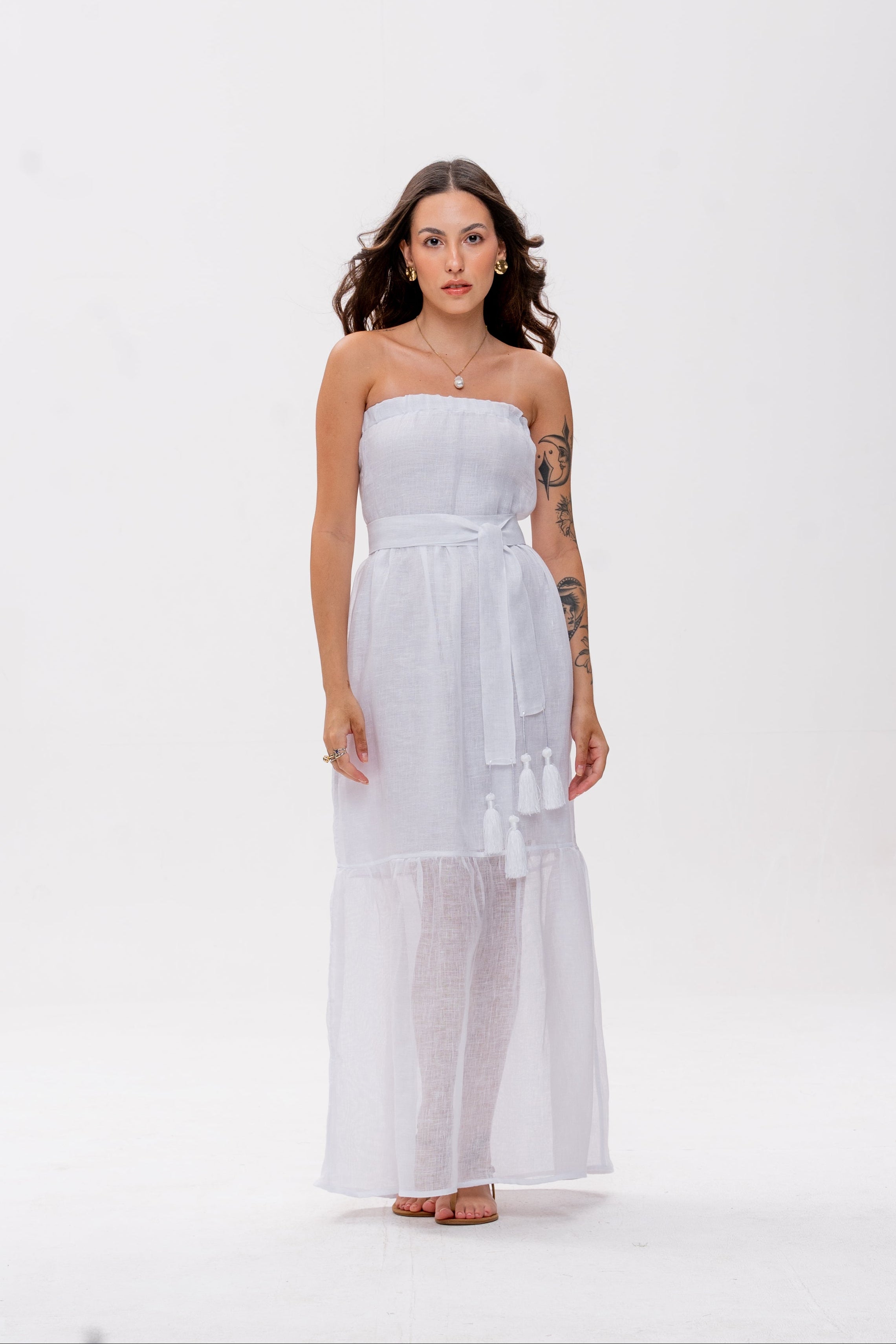 Vestido Tomara Que Caia Brigite Gaze de Linho