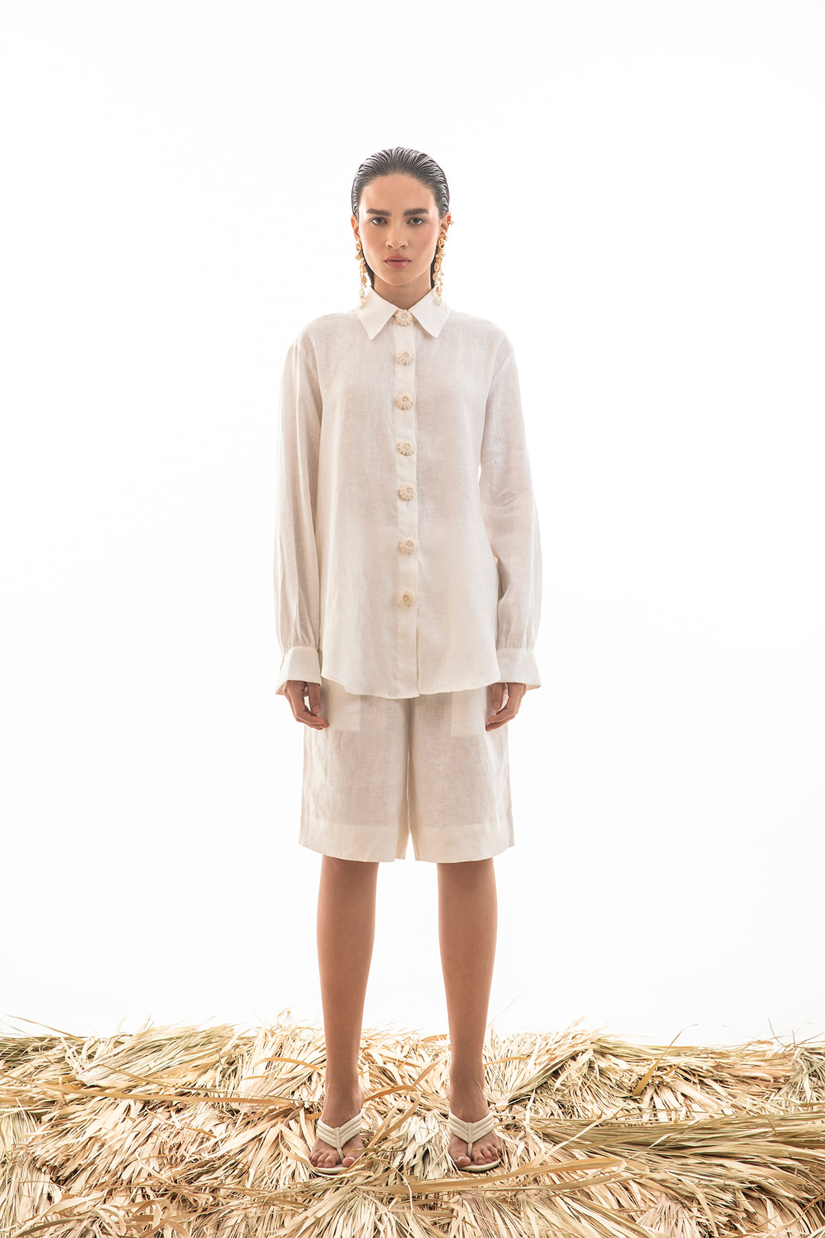Camisa Linho Crochê
